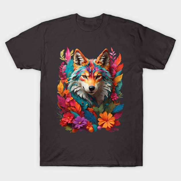 Colorful Rainbow Fox T-Shirt by 3vaN